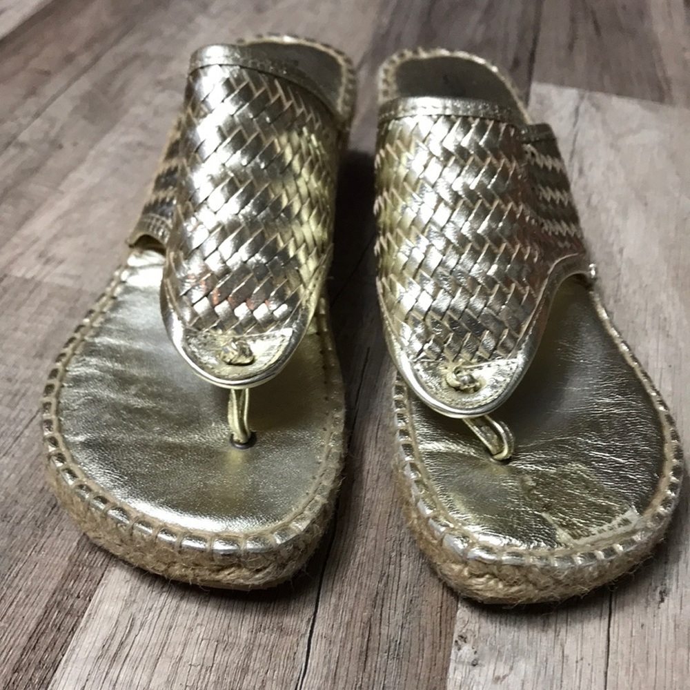 Gold wedge sandals